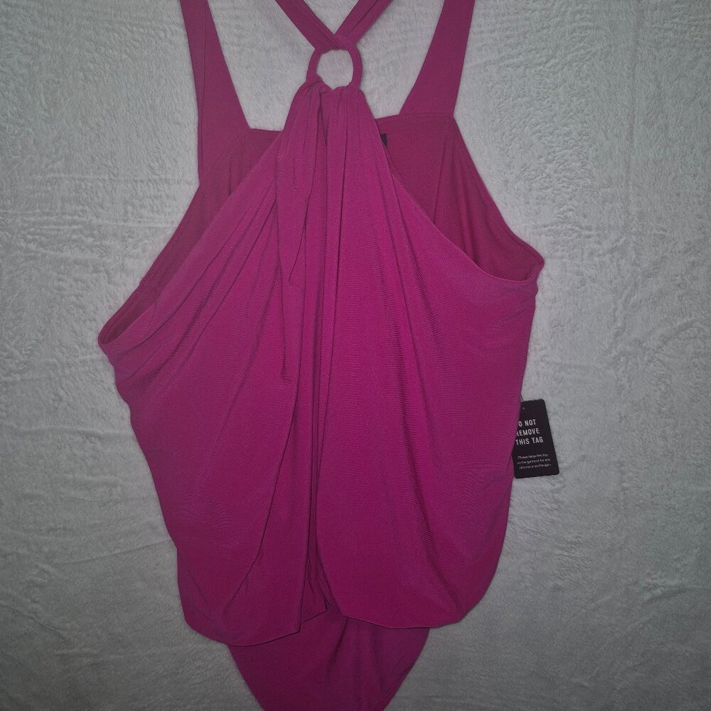 Express NWT Draped Magenta Bodysuit – Size Large – $58 Retail Festival Clubwear